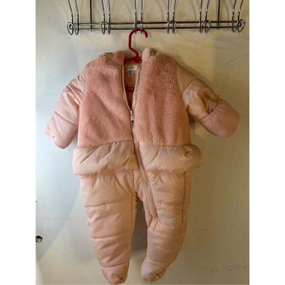 Jessica Simpson 3/6m snowsuit mittens pink - Picture 1 of 7